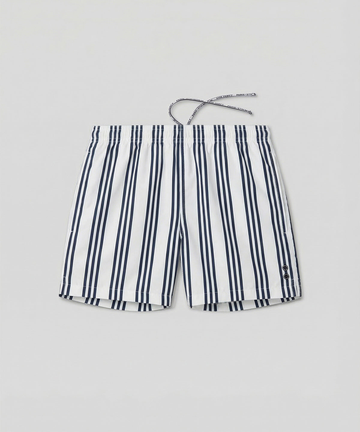 Swim Shorts w. Vertical Thin Stripes: White
