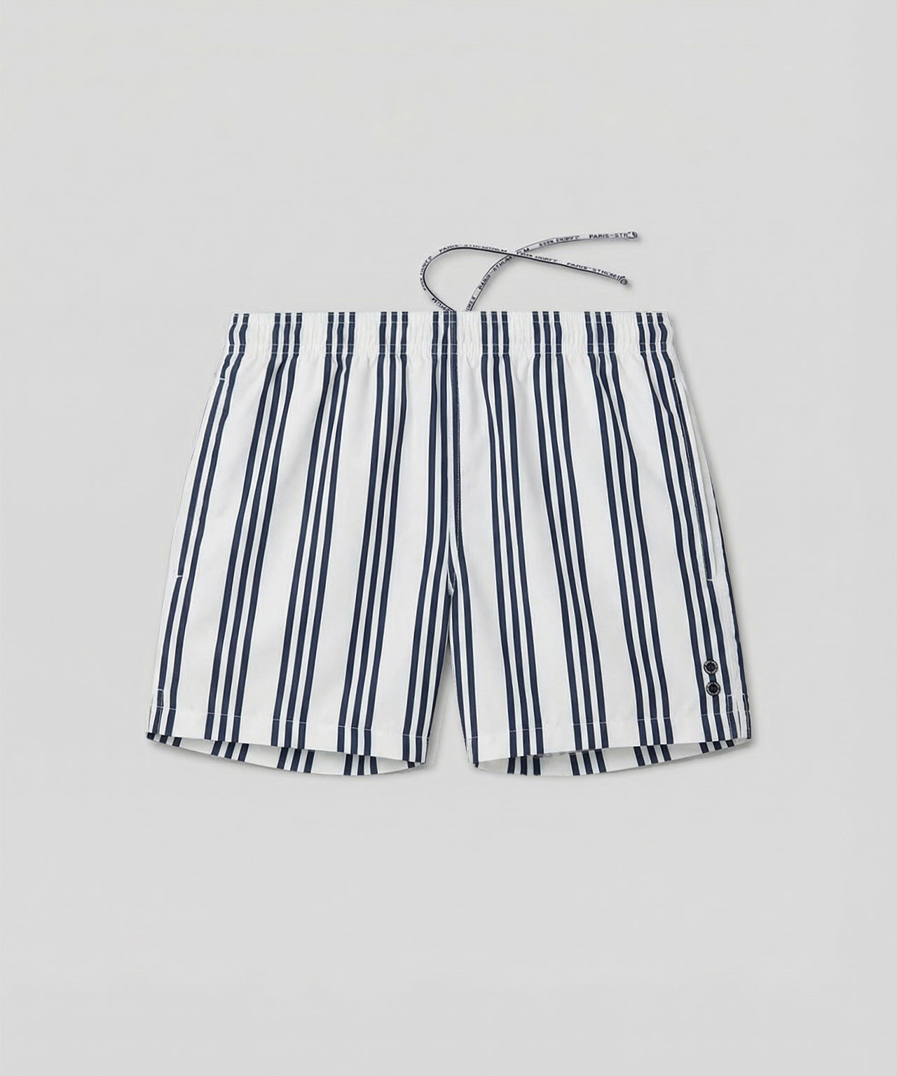 Swim Shorts w. Vertical Thin Stripes: White
