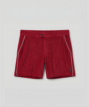 Cotton Terry Tennis Shorts w. Piping: Red