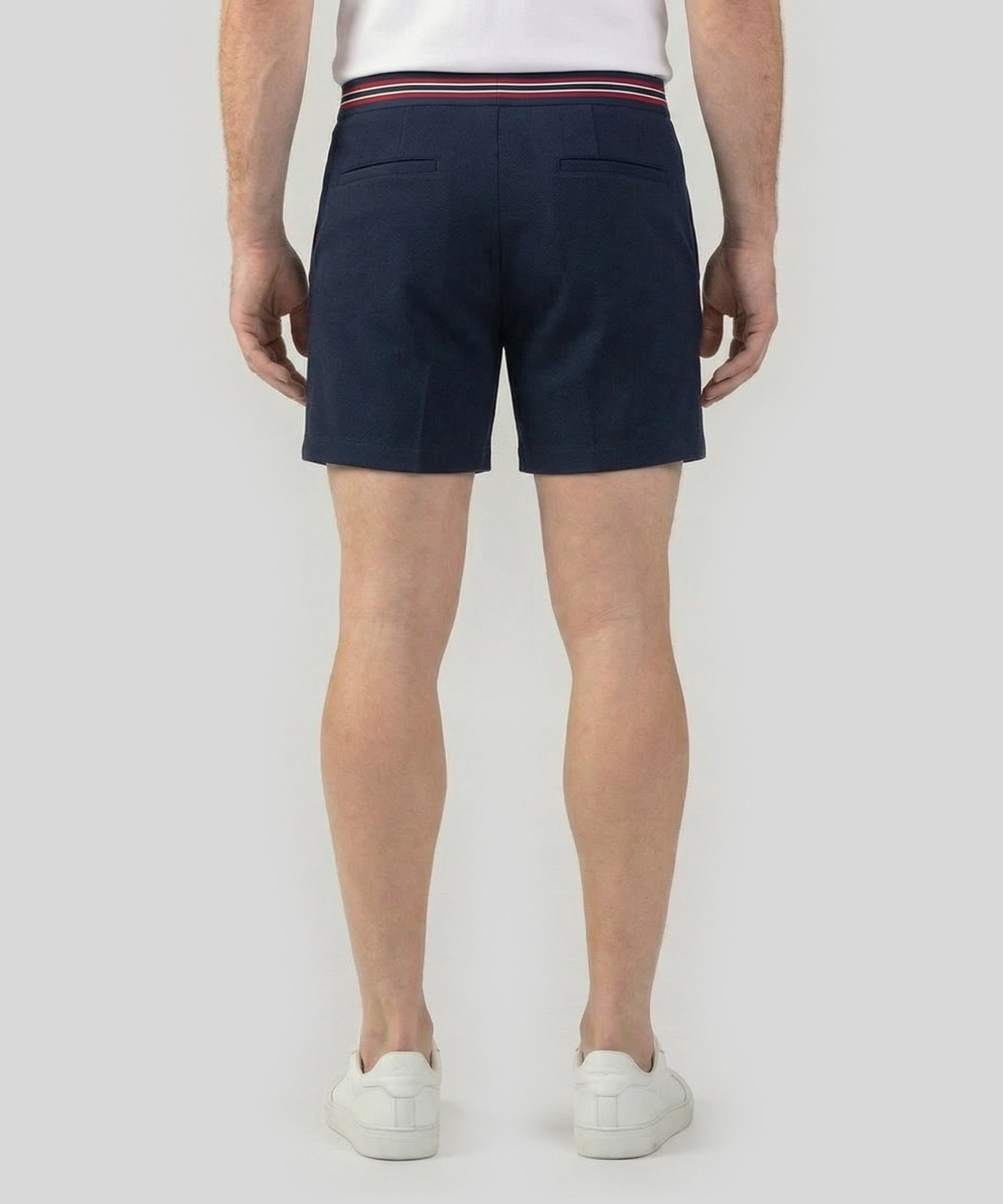 RD Tennis Shorts w. Striped Waist: Navy