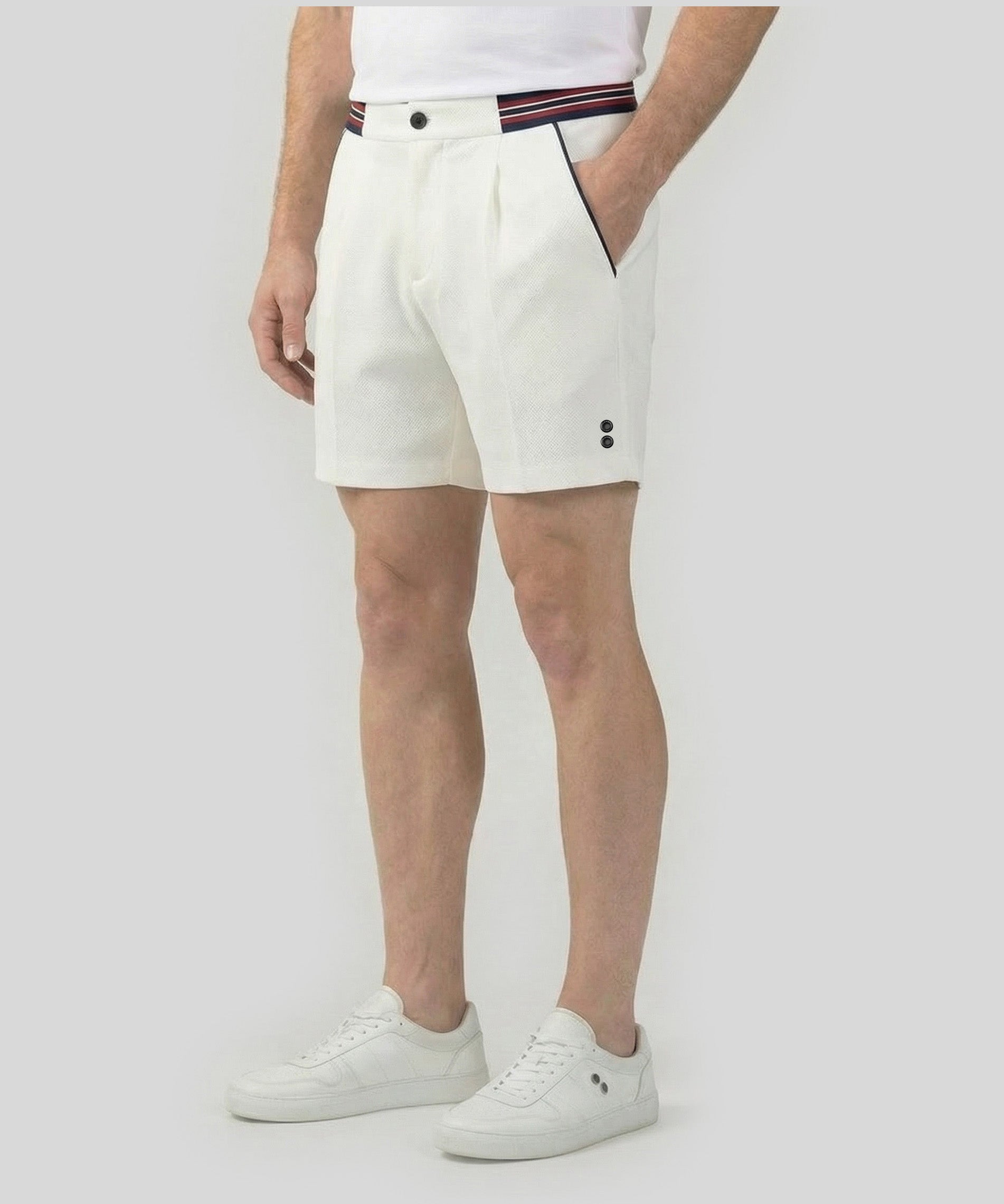 RD Tennis Shorts w. Striped Waist Off White | Ron Dorff