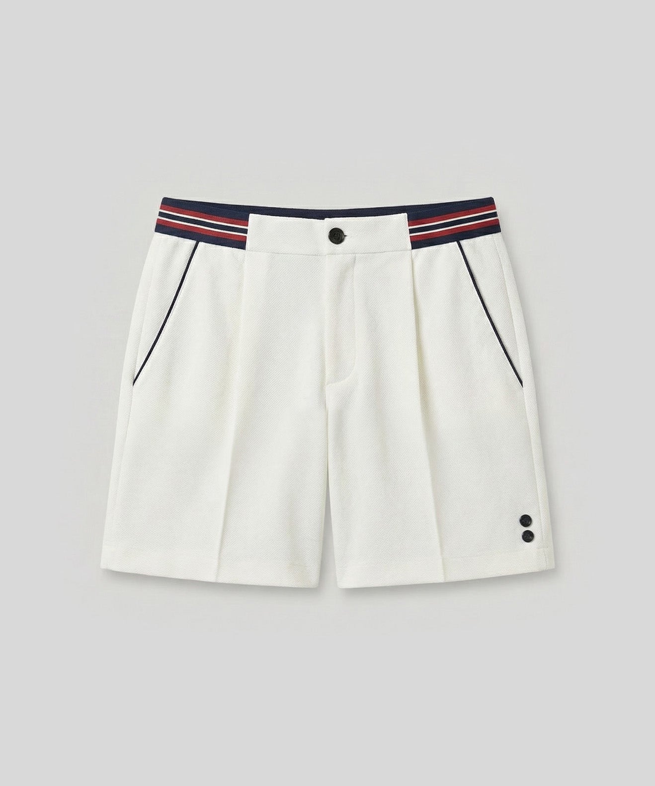 RD Tennis Shorts w. Striped Waist Off White | Ron Dorff