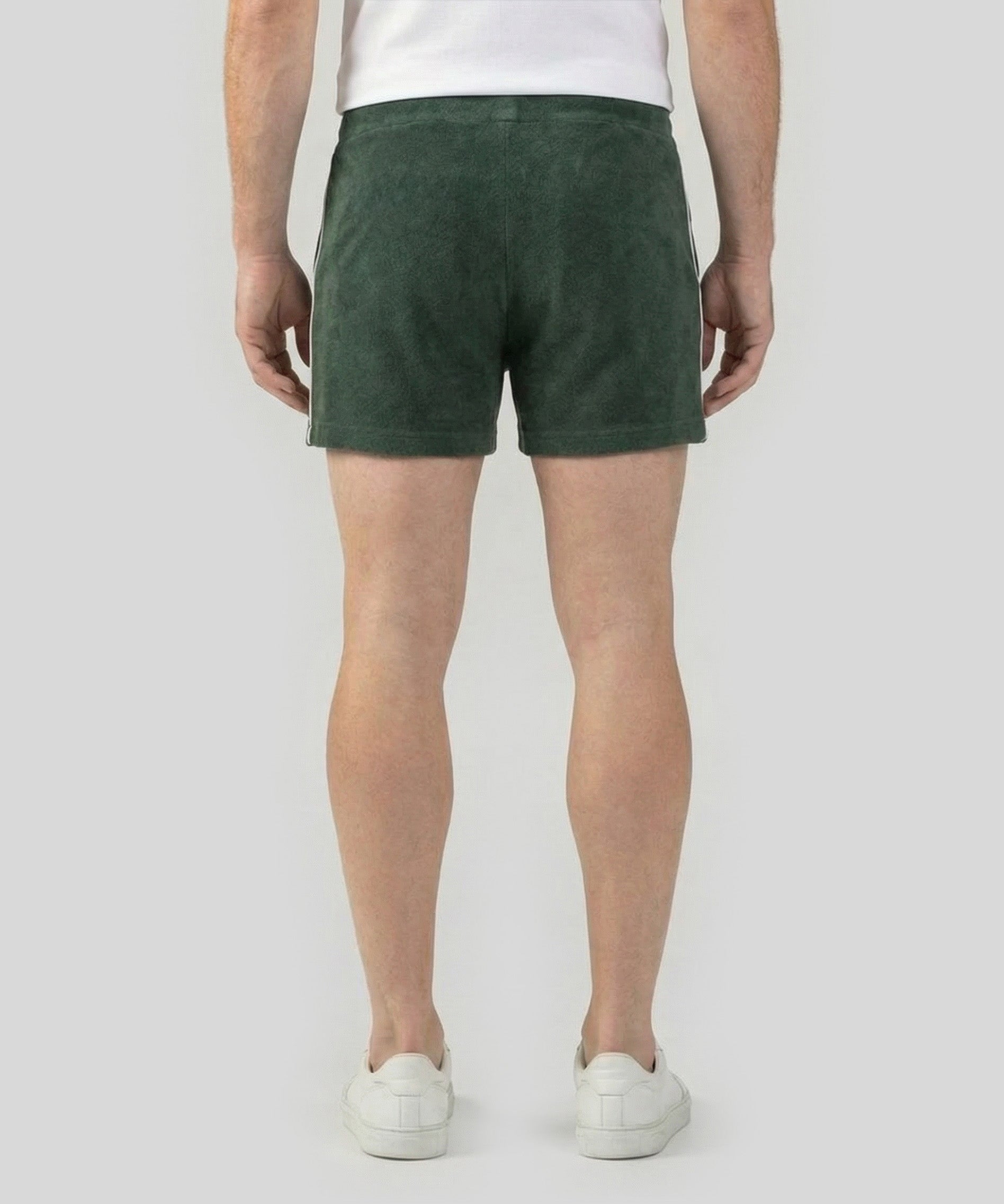 Cotton-Terry Tennis Shorts w. Piping: Court Green