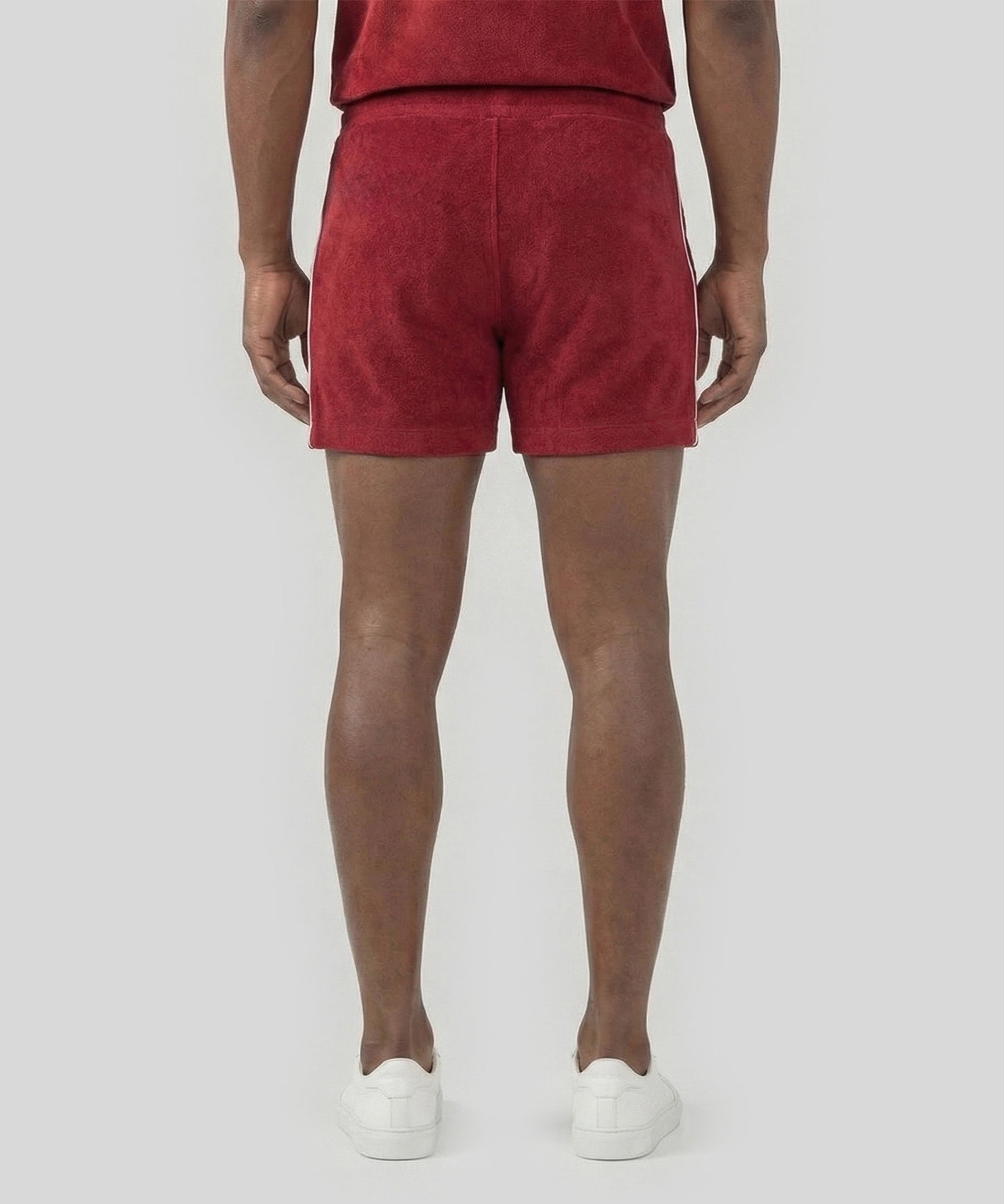 Cotton Terry Tennis Shorts w. Piping: Red