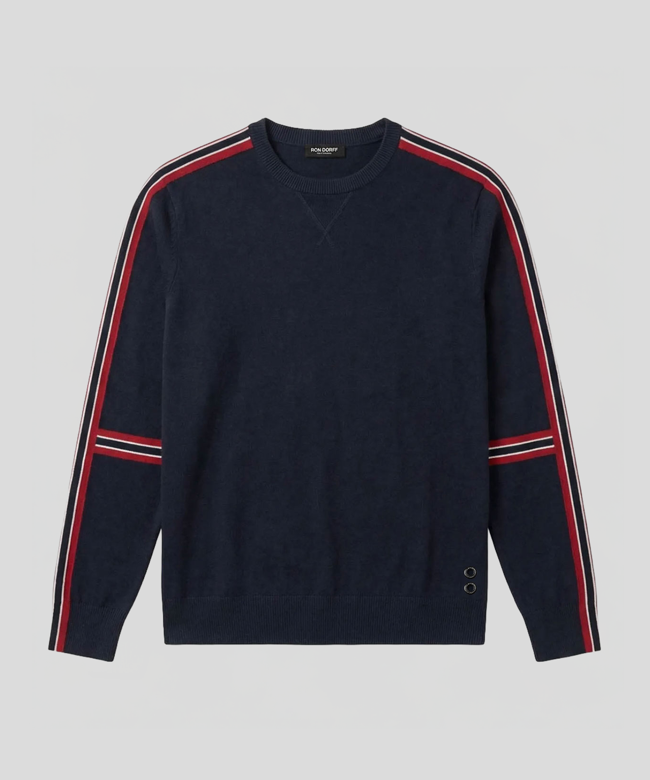 Cotton Cashmere Sweater w. Stripes: Navy