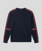 Cotton Cashmere Sweater w. Stripes: Navy
