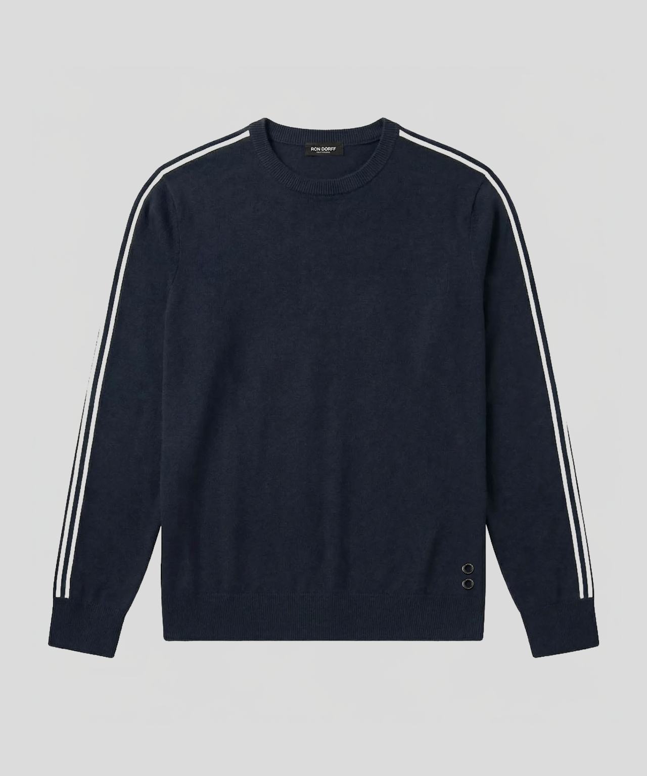 Wool Cotton Sweater w. Lines: Navy