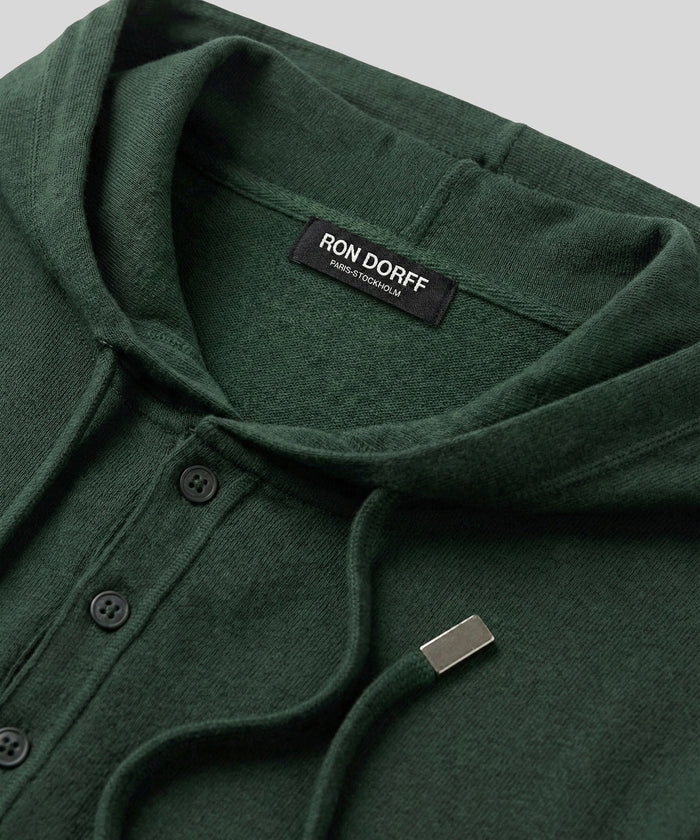 Light Cotton-Silk Hoodie: Court Green