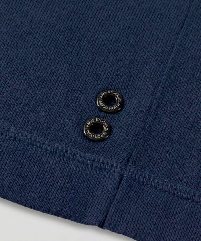 Cotton Hoodie w. Stripes: Navy