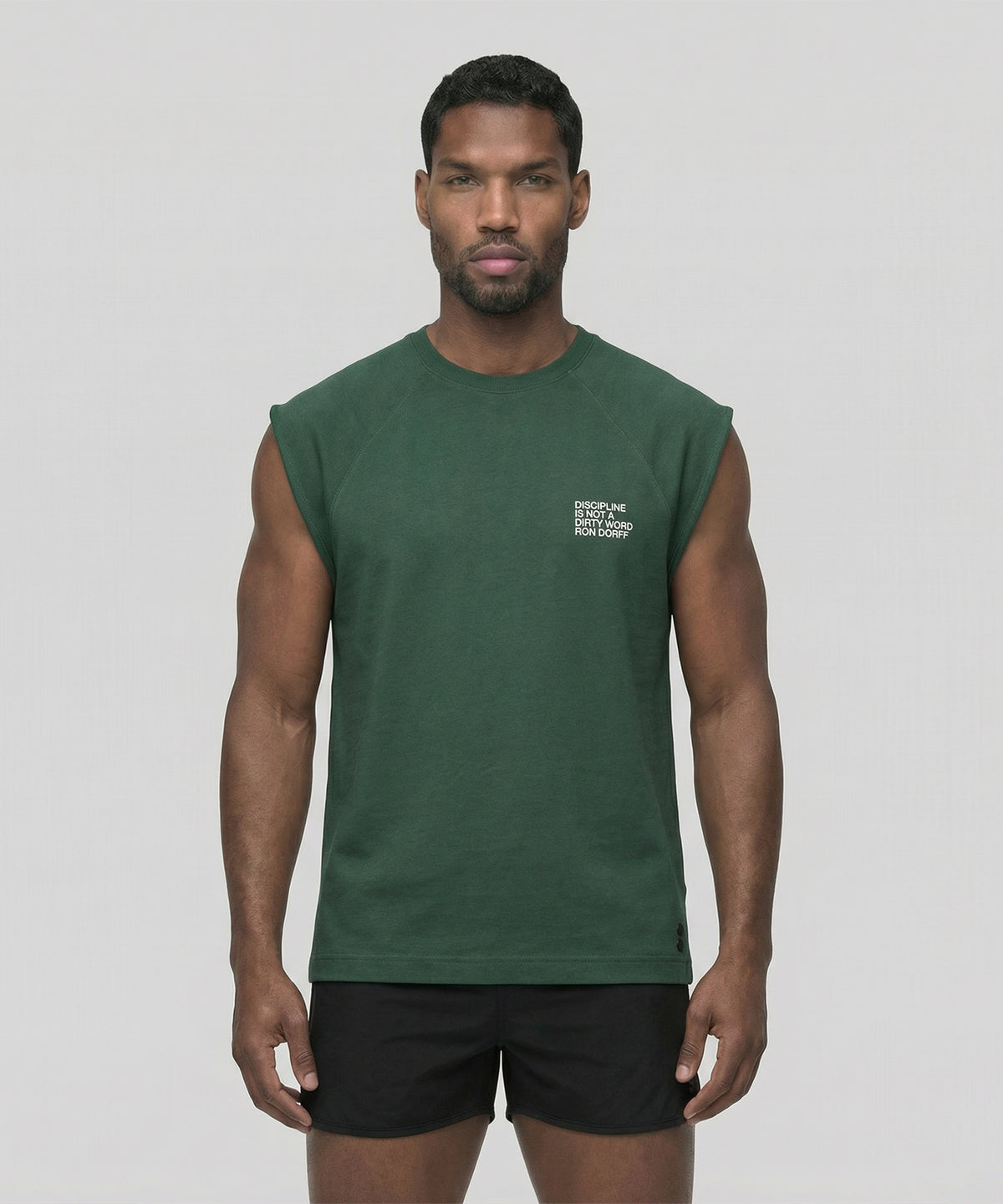 Organic Cotton Sleeveless Sweatshirt "DISCIPLINE": Green Court