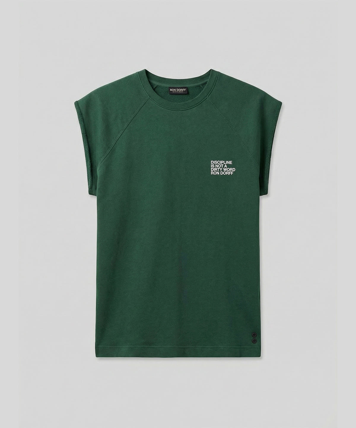 Organic Cotton Sleeveless Sweatshirt "DISCIPLINE": Green Court