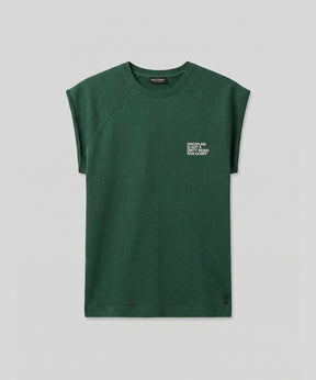 Organic Cotton Sleeveless Sweatshirt "DISCIPLINE": Green Court