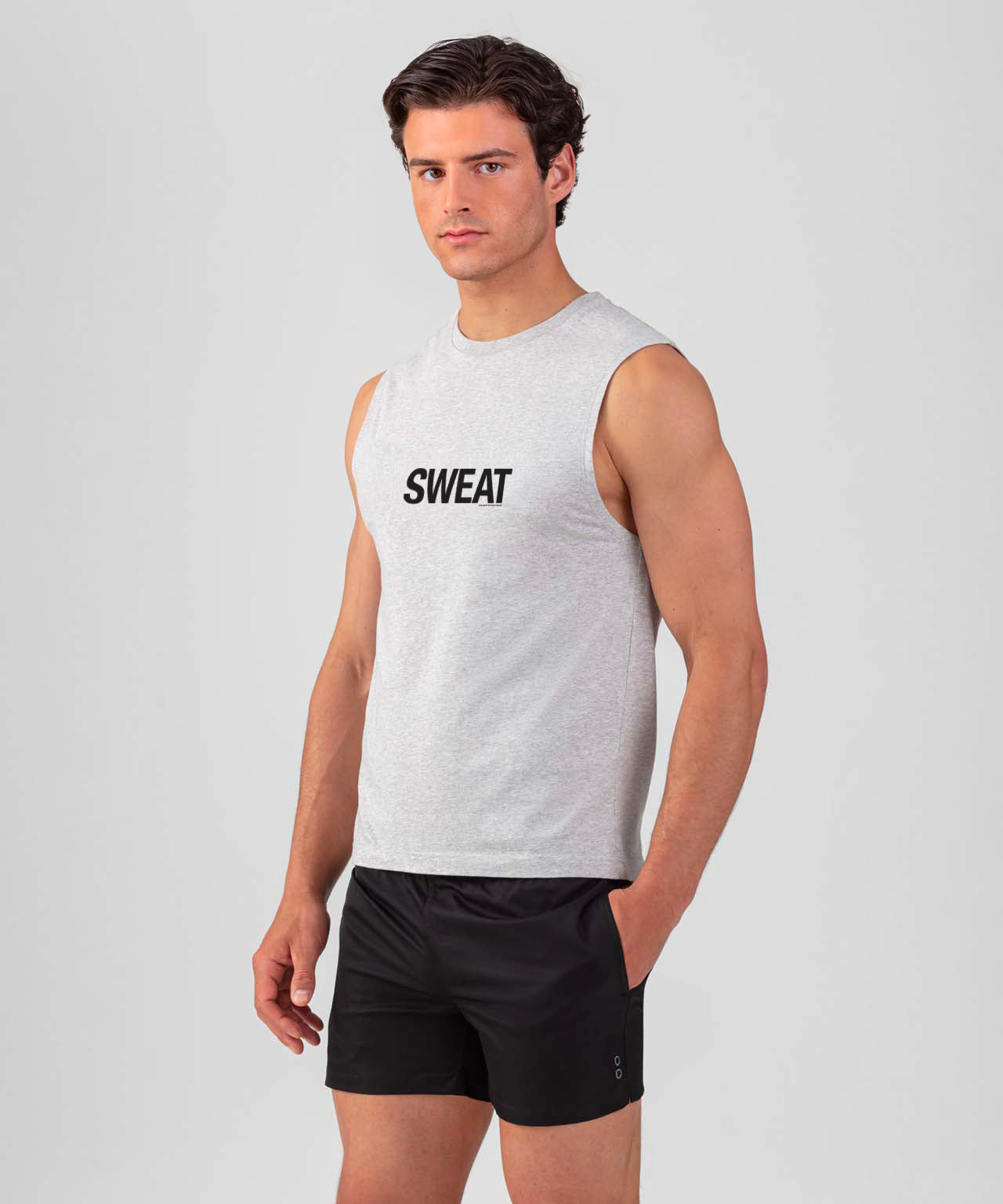 Organic Cotton Sleeveless T-Shirt "SWEAT": Grey Melange