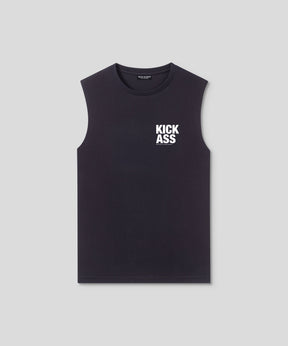 Organic Cotton Sleeveless T-Shirt "KICK ASS": Black