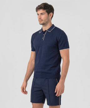 Cotton-Silk Polo: Navy