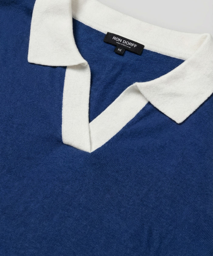 Cotton Linen Polo: Bleu