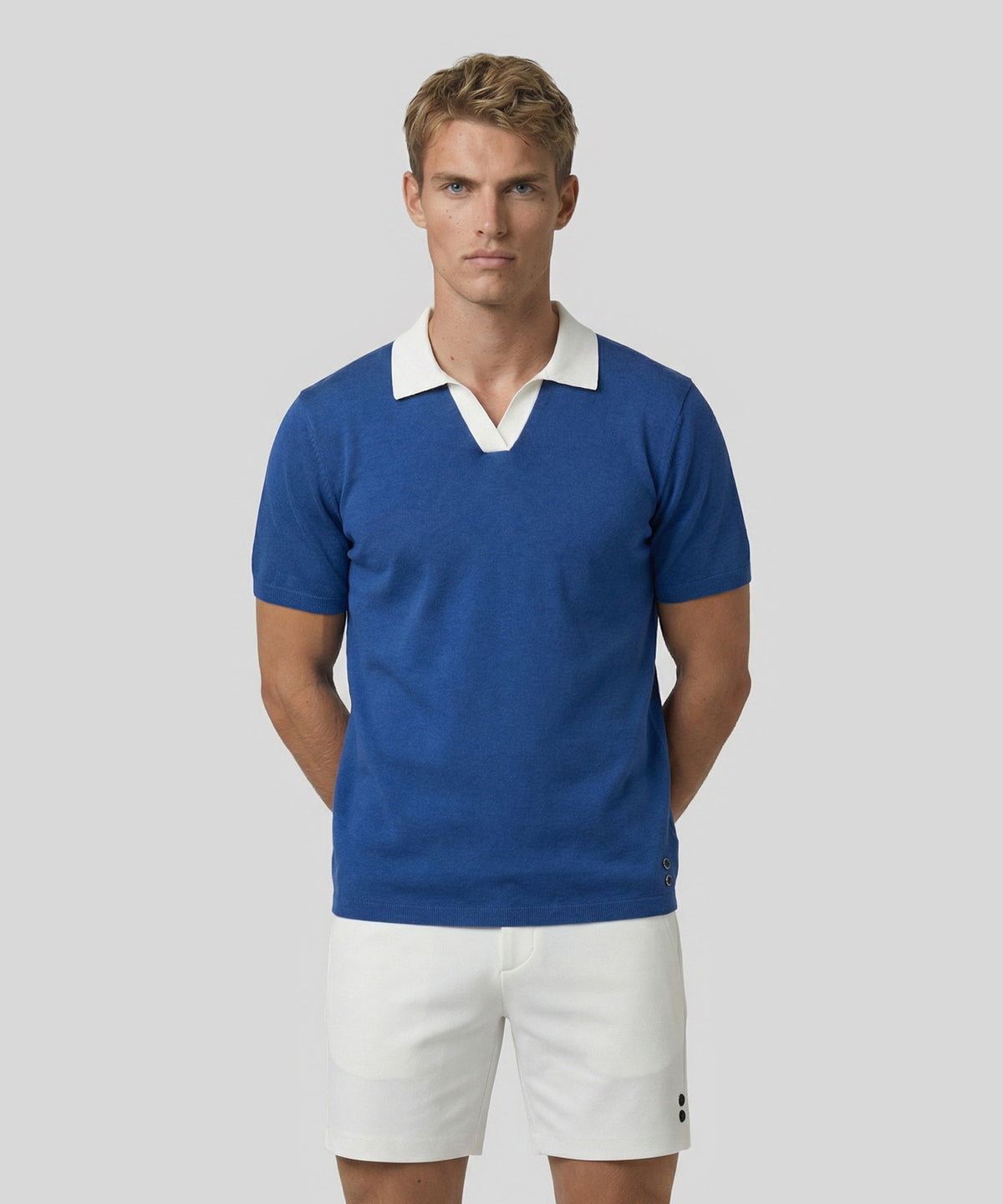 Cotton Linen Polo: Bleu