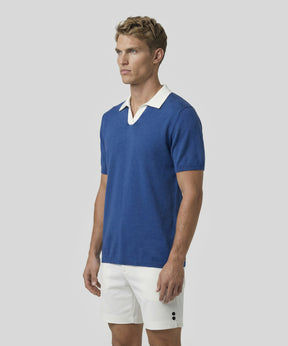 Cotton Linen Polo: Bleu