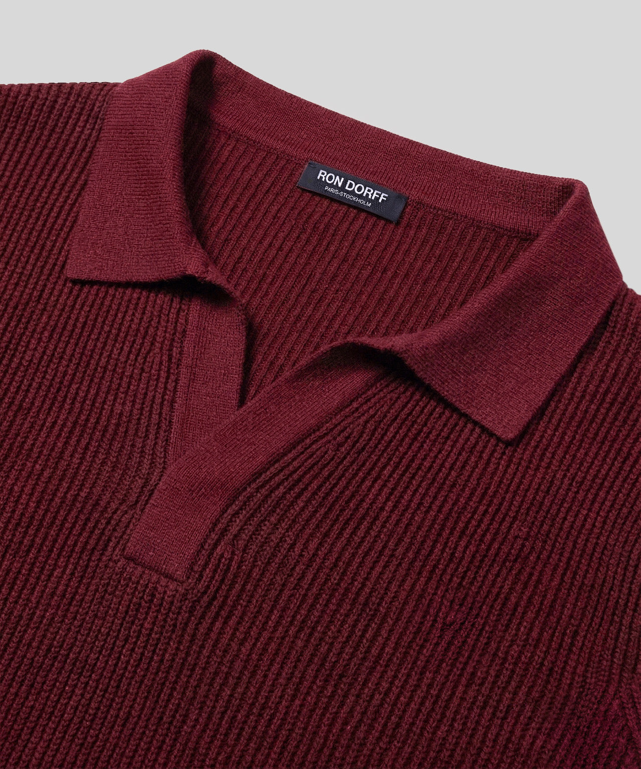 Knitted V Neck Polo Red | Ron Dorff