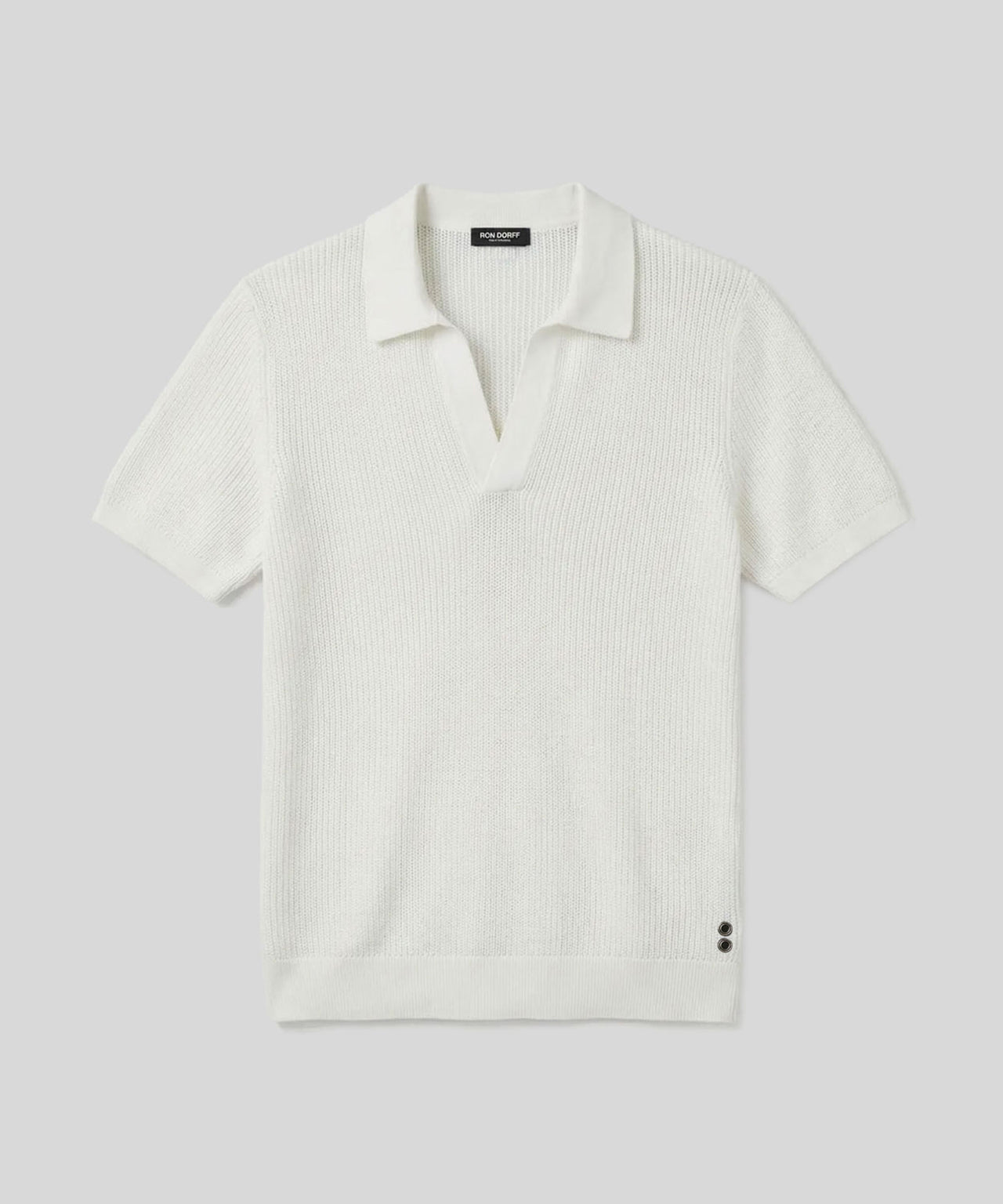 Knitted V Neck Polo Off White | Ron Dorff