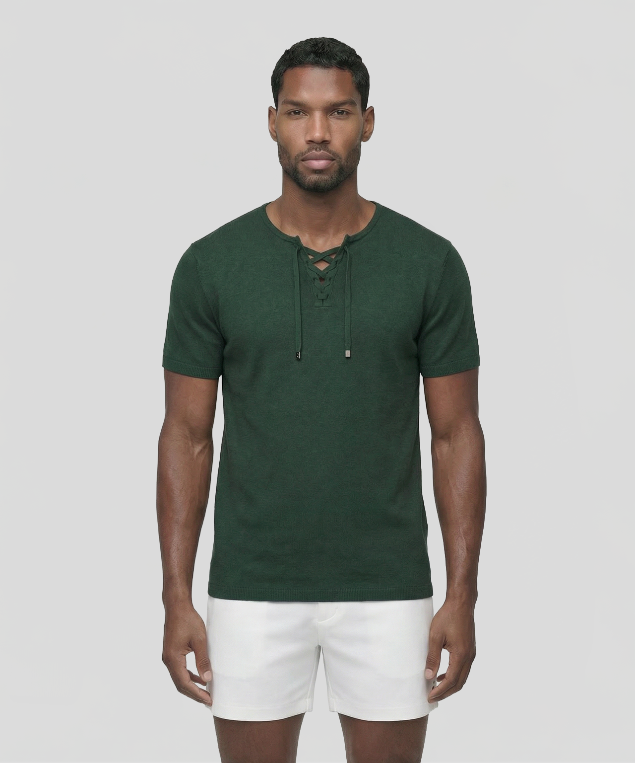 Knitted T-Shirt w. Drawstrings: Green Court