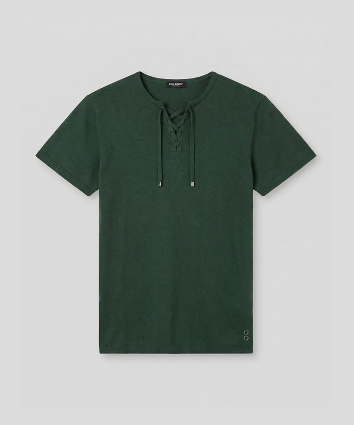 Knitted T-Shirt w. Drawstrings: Court Green