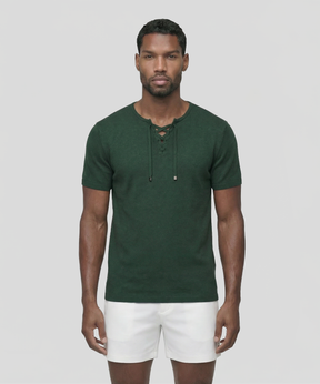 Knitted T-Shirt w. Drawstrings: Green Court