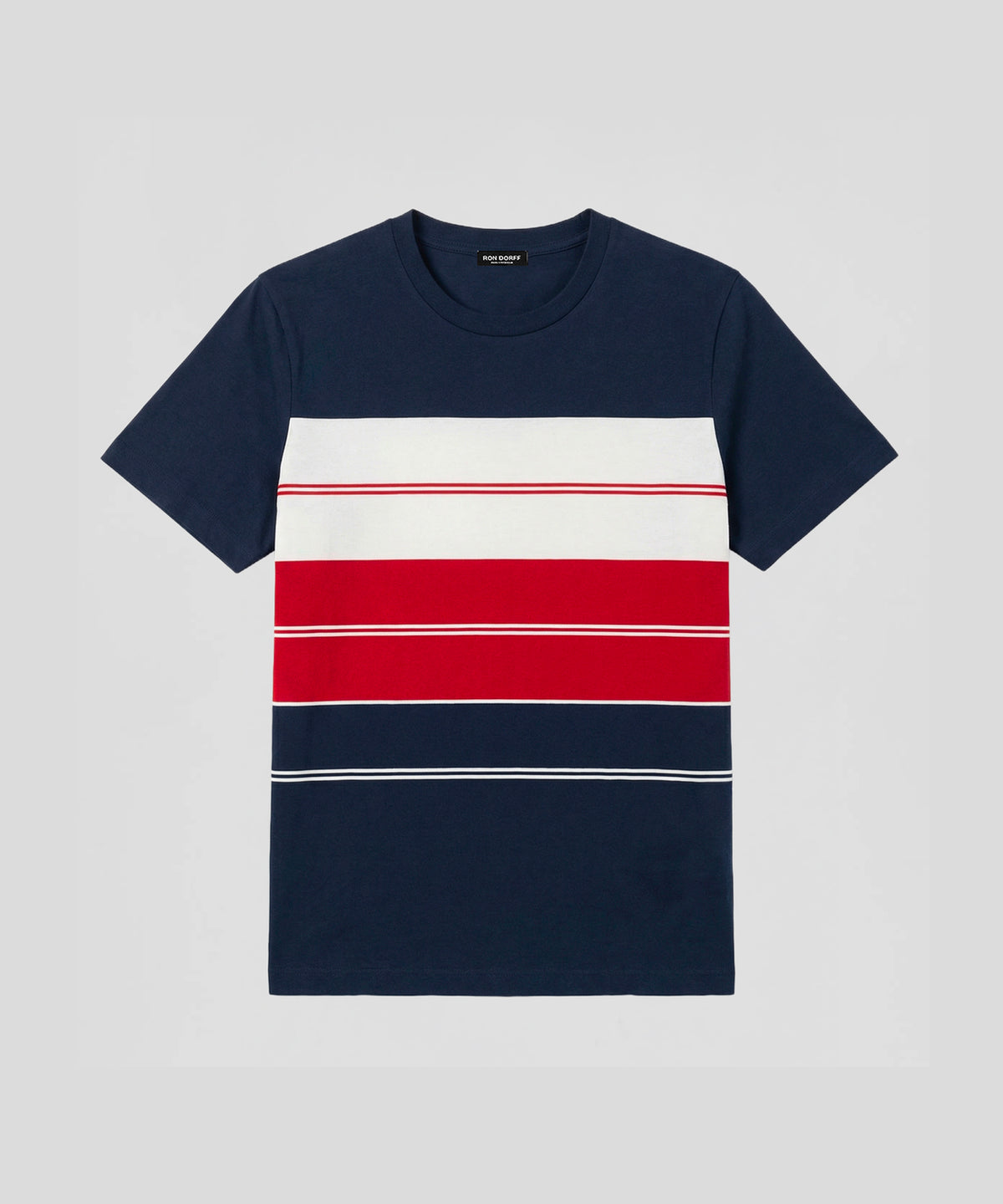 Organic Cotton T-Shirt w. Stripes: Navy