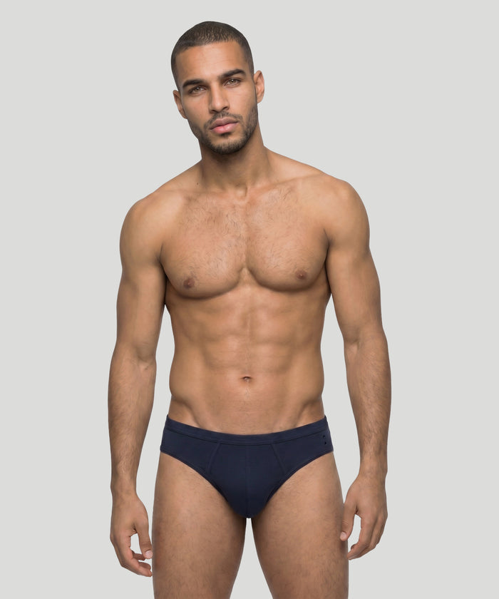 Slim Y-Front Briefs: Navy