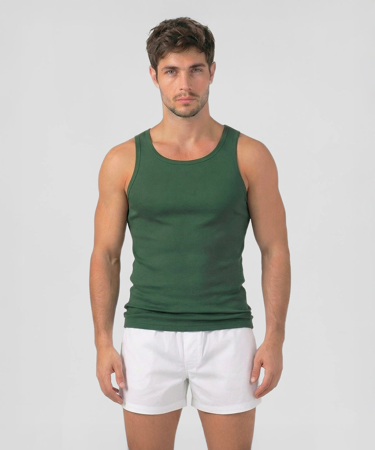 Ribbed Tank Top: Court Green
