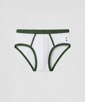 Sports Y-Front Briefs: White/Green Court