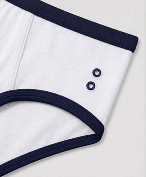 Sports Y-Front Briefs: White/Navy