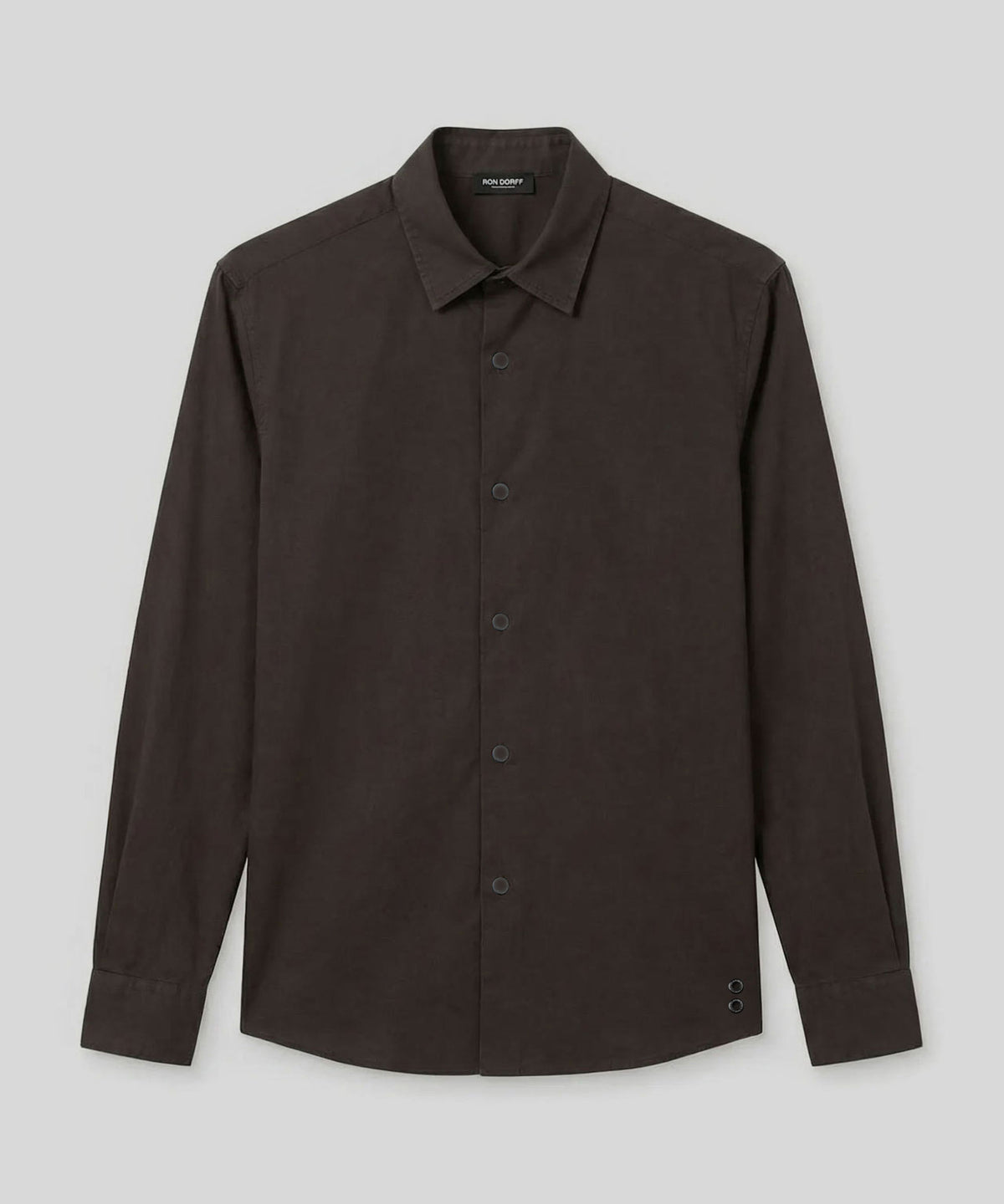 Cotton Linen Long Sleeve Shirt: Espresso