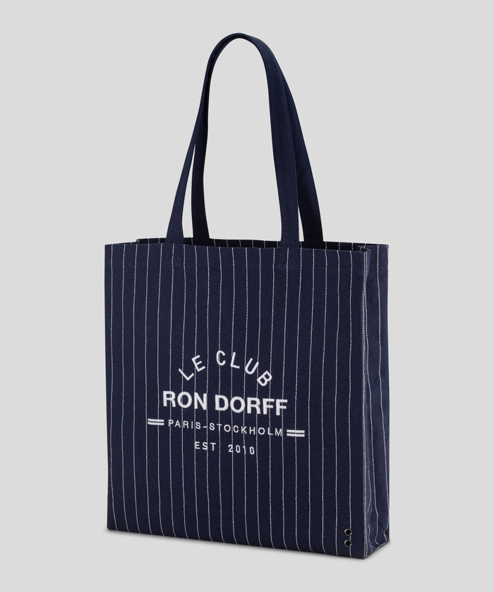 Beach Bag w. Pin Stripes: Navy/White
