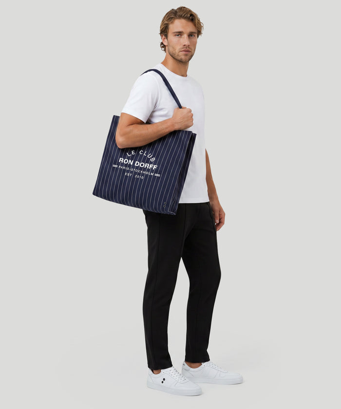 Beach Bag w. Pin Stripes: Navy/White