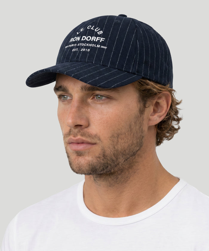 Wool Coach Cap w. Pins Stripes: Navy/White