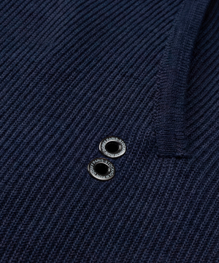 Ribbed Wool Pants: Navy