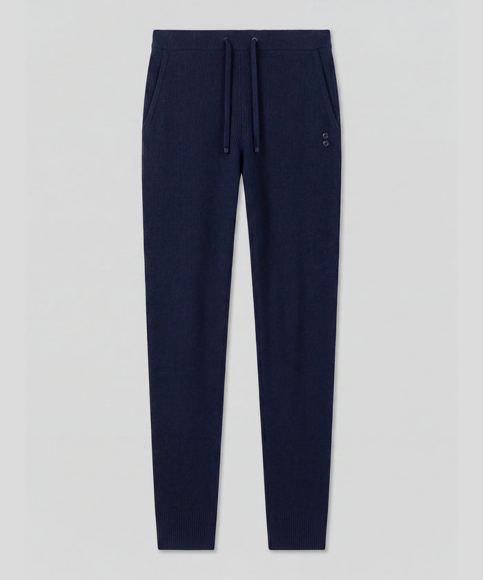 Ribbed Wool Pants: Navy