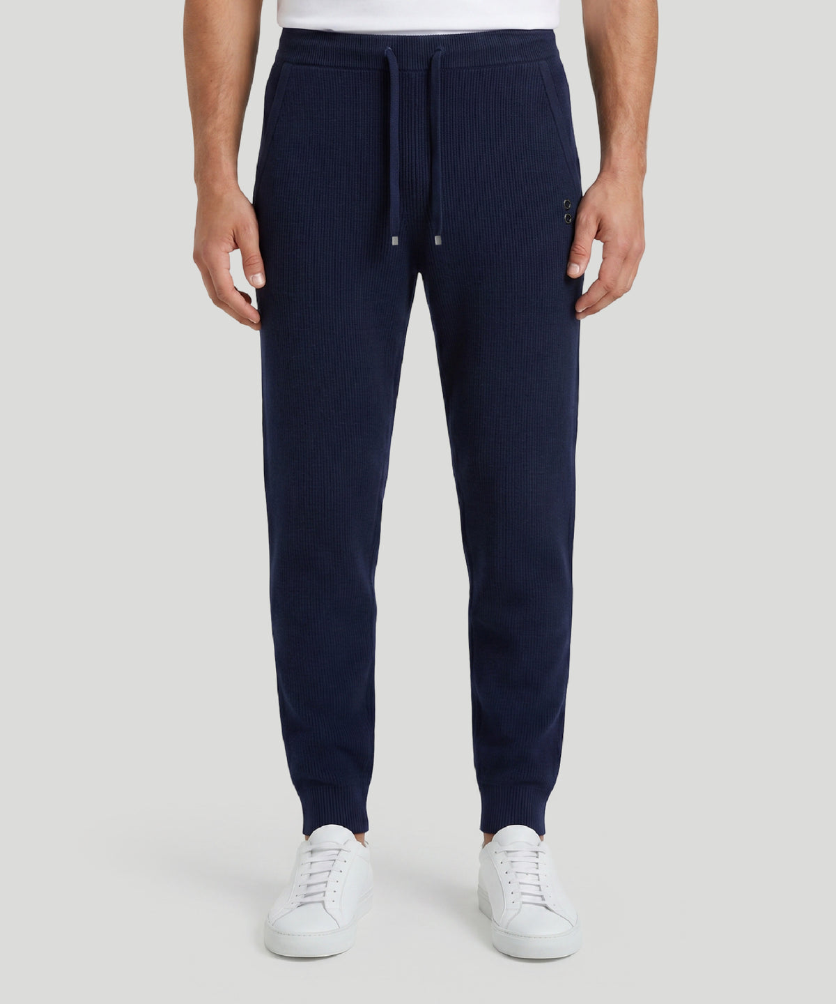 Ribbed Wool Pants: Navy