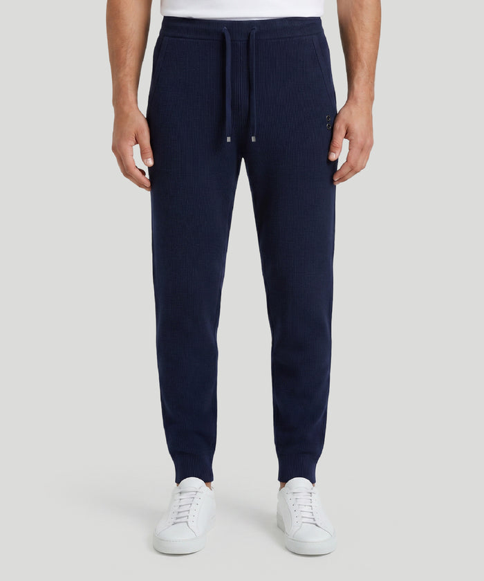 Ribbed Wool Pants: Navy