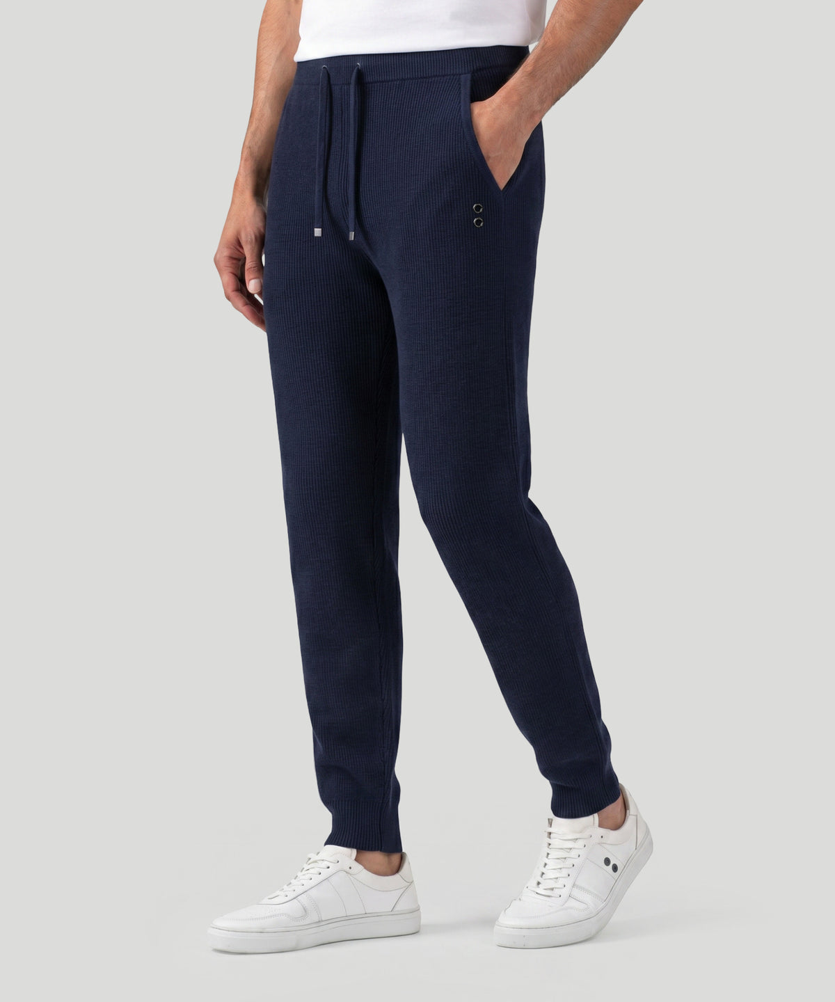 Ribbed Wool Pants: Navy