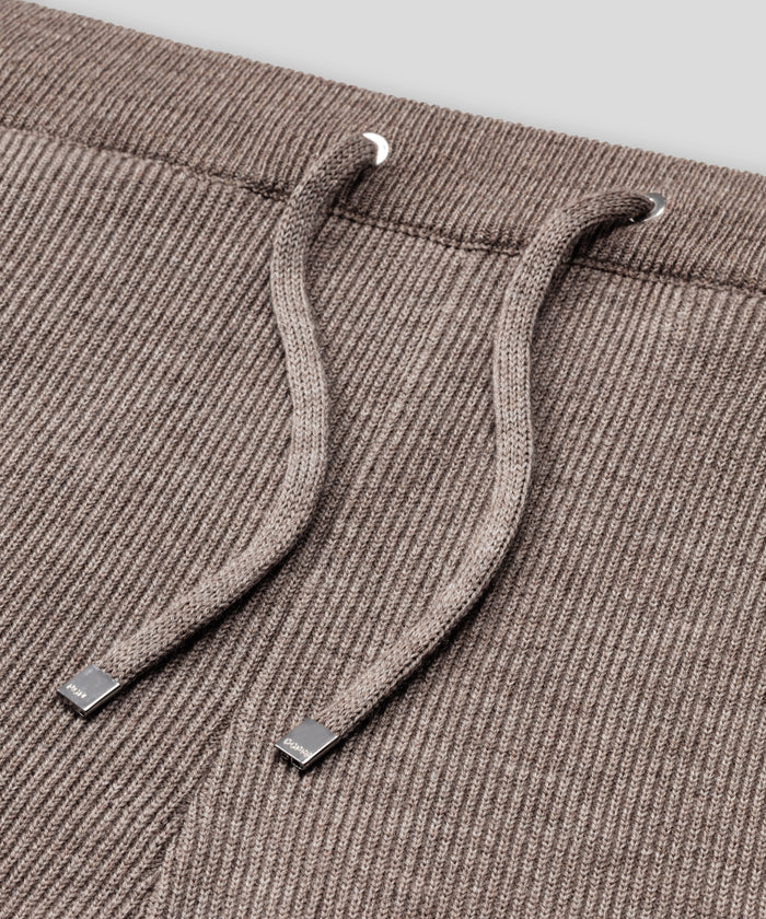 Ribbed Wool Pants: Sandy Beige