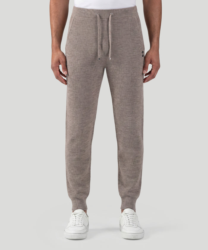 Ribbed Wool Pants: Sandy Beige