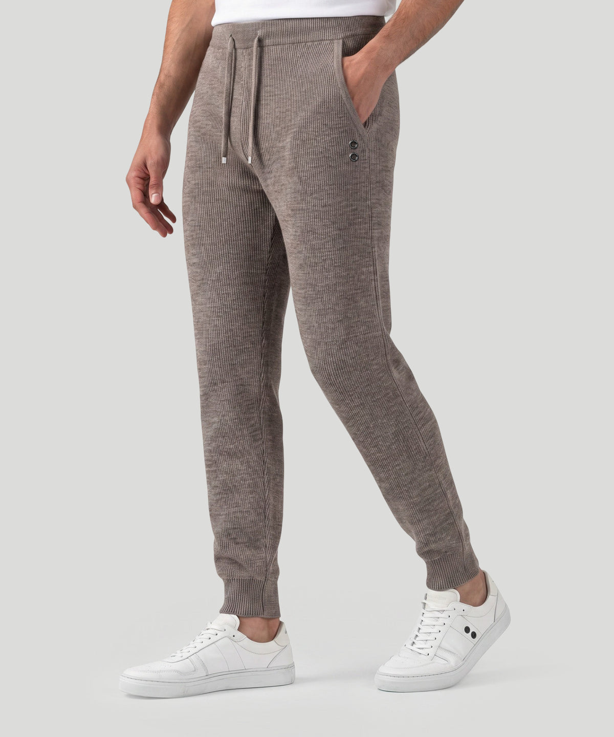 Ribbed Wool Pants: Sandy Beige