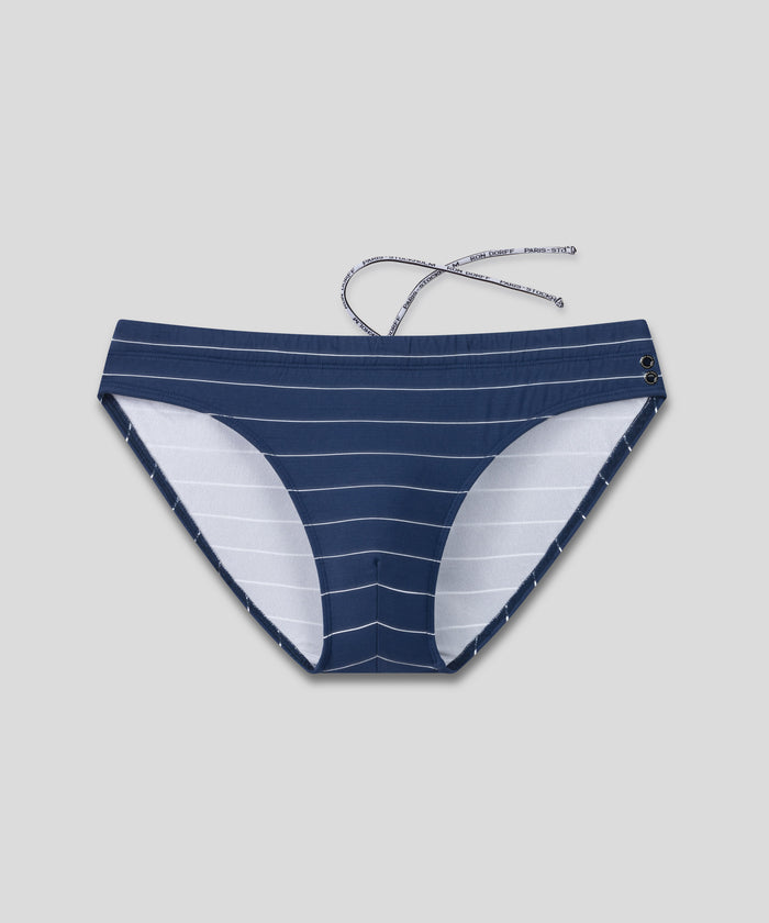 Slim Swim Briefs w. Pin Stripes: Navy/White