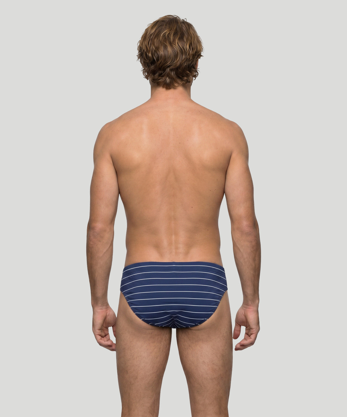 Slim Swim Briefs w. Pin Stripes: Navy/White