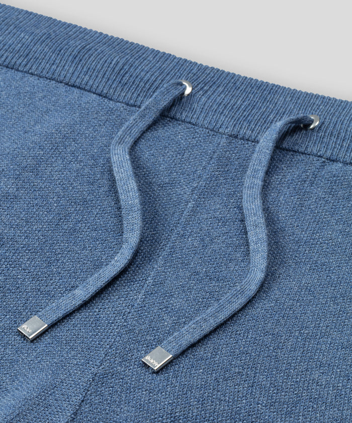 Cotton-Cashmere Piqué Shorts: Blue Melange