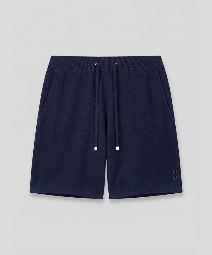 Cotton-Cashmere Piqué Shorts: Navy