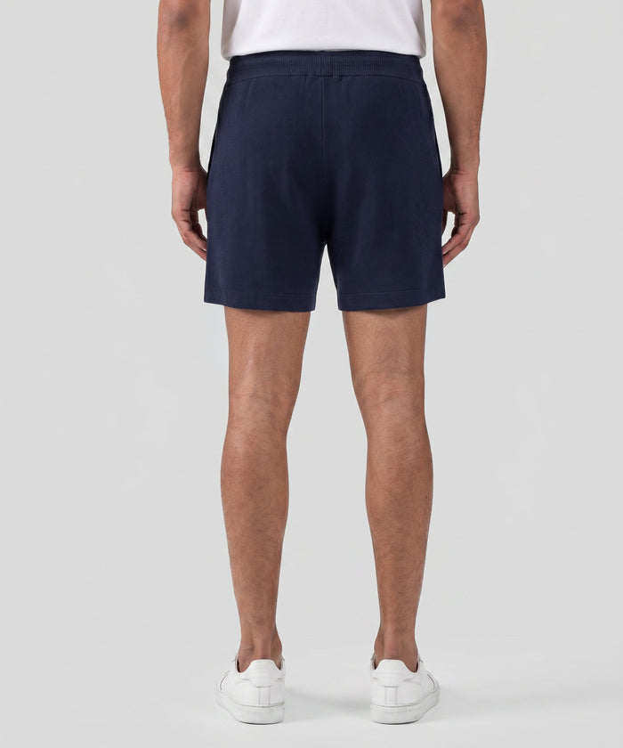 Cotton-Cashmere Piqué Shorts: Navy