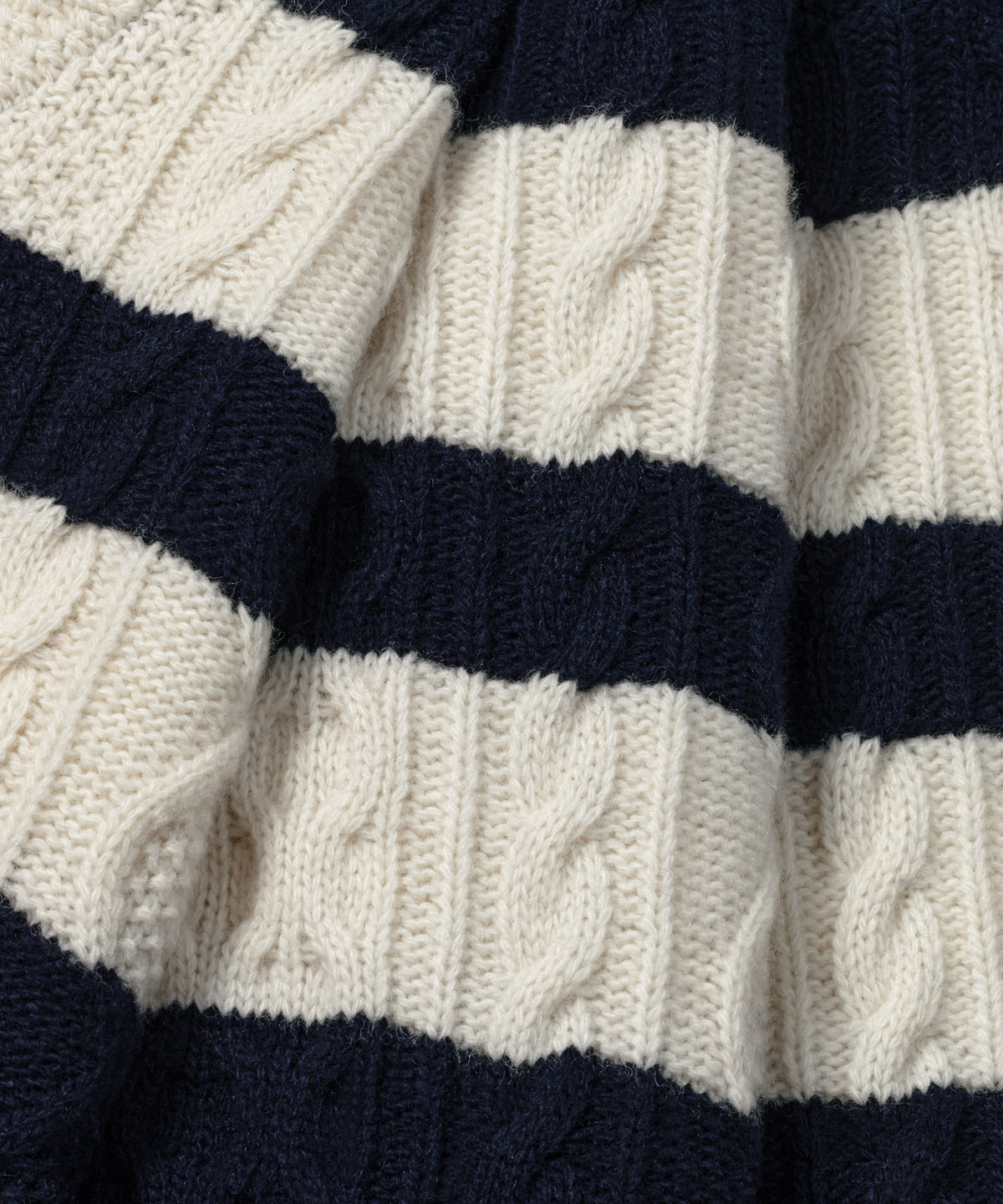 Wool-Cashmere Sweater Telemark w. Stripes: Navy/White